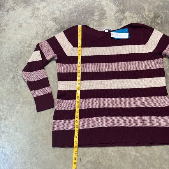 Market & Spruce Stitch Fix Sweater 2X Tawnee Waffle Knit‎ Stripe Maroon Red - Picture 3 of 8